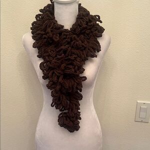 NWT Angela’s Designs hand crocheted one of a kind chocolate brown 74” boa scarf